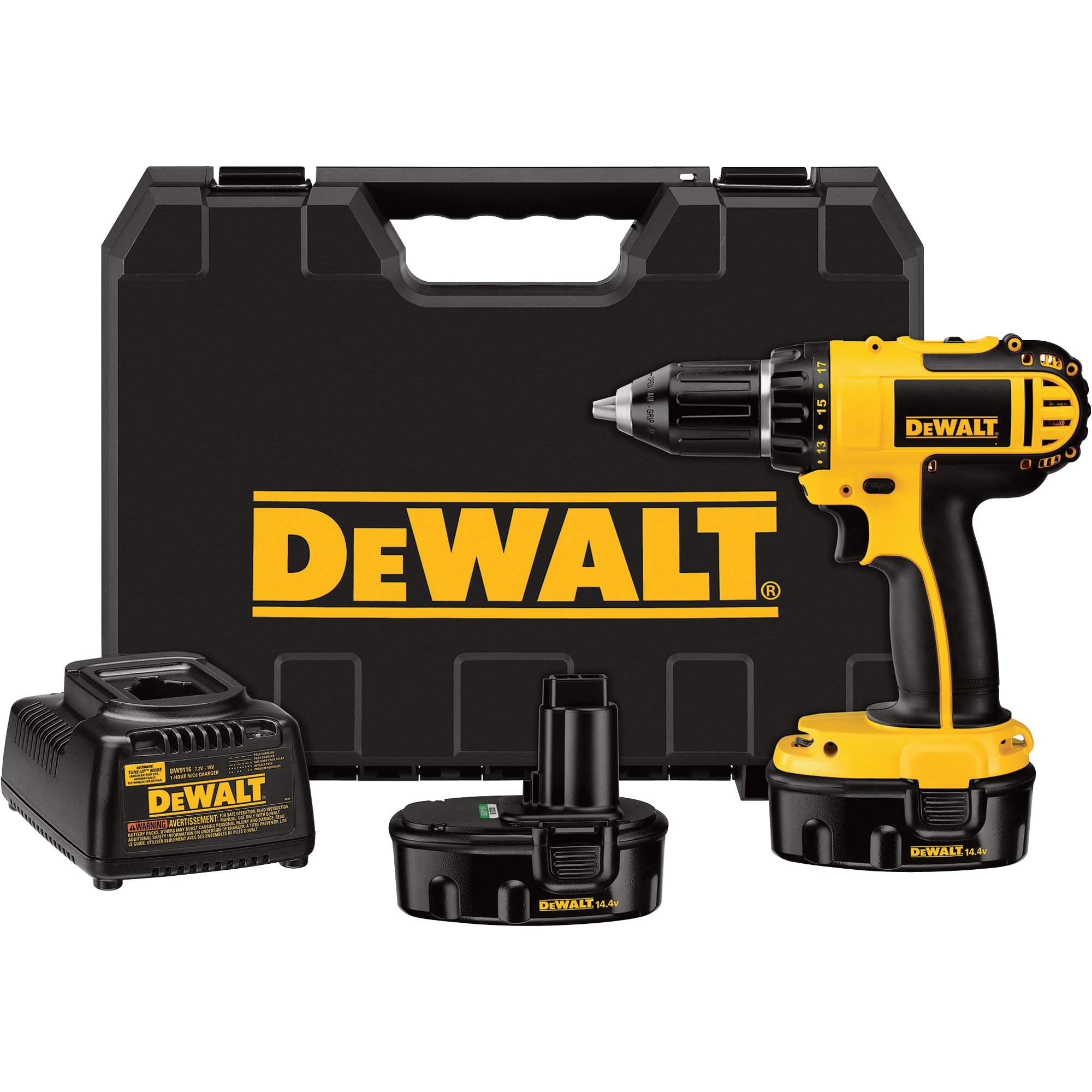 DEWALT Cordless Compact Drill/Driver Kit — 14.4 Volt, 1/2in., Model# DC730KA
